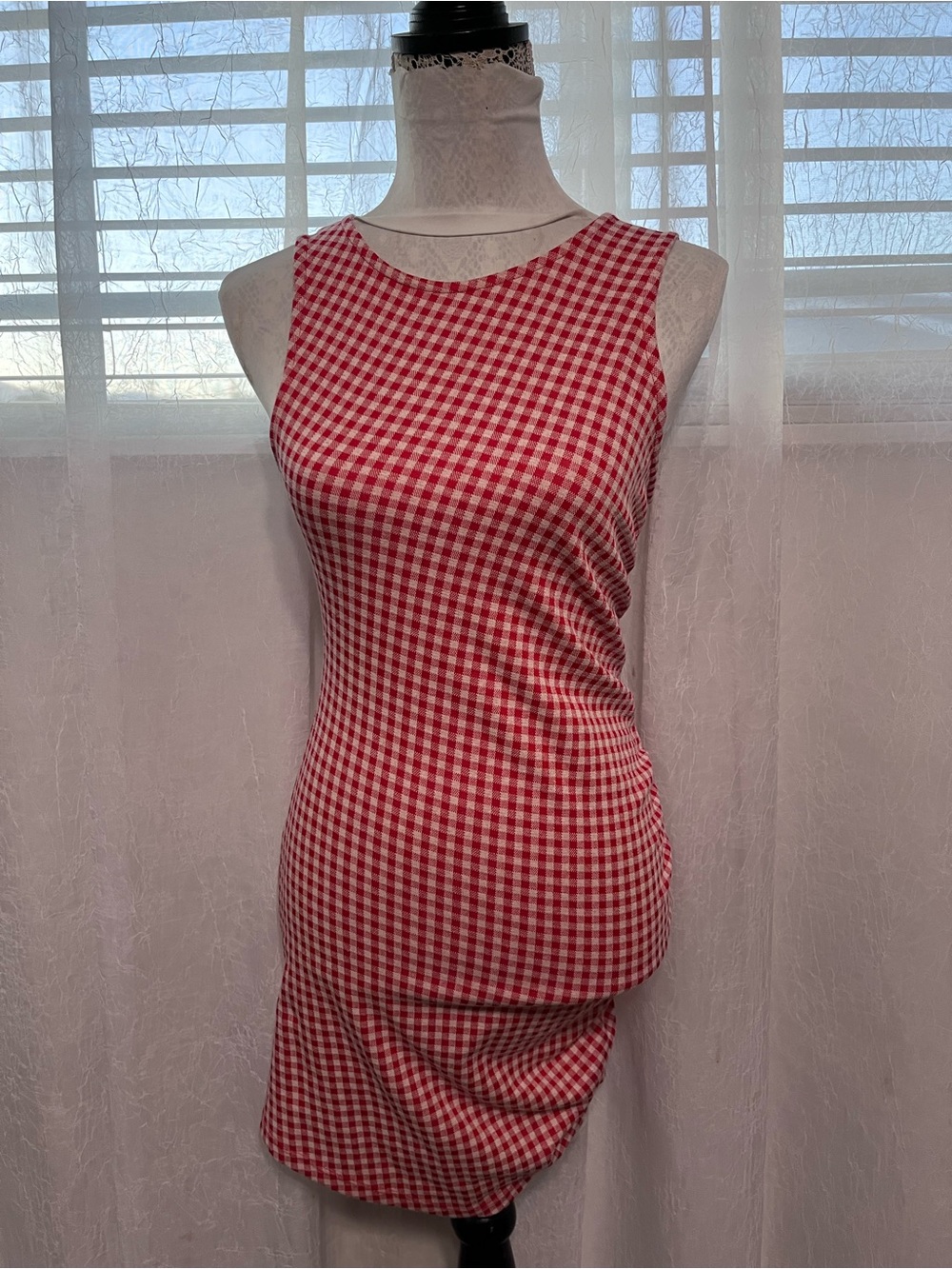 Zara Red & White Gingham Tank Dress